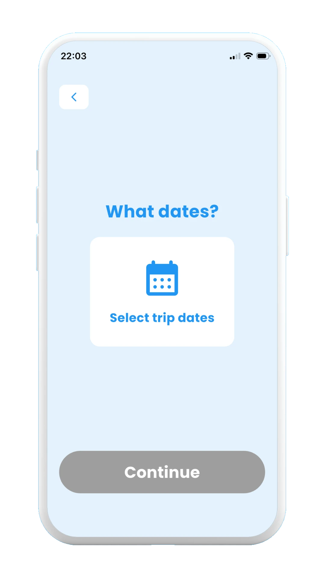 Meily Trips: Create New Trip: Choose Trip Dates