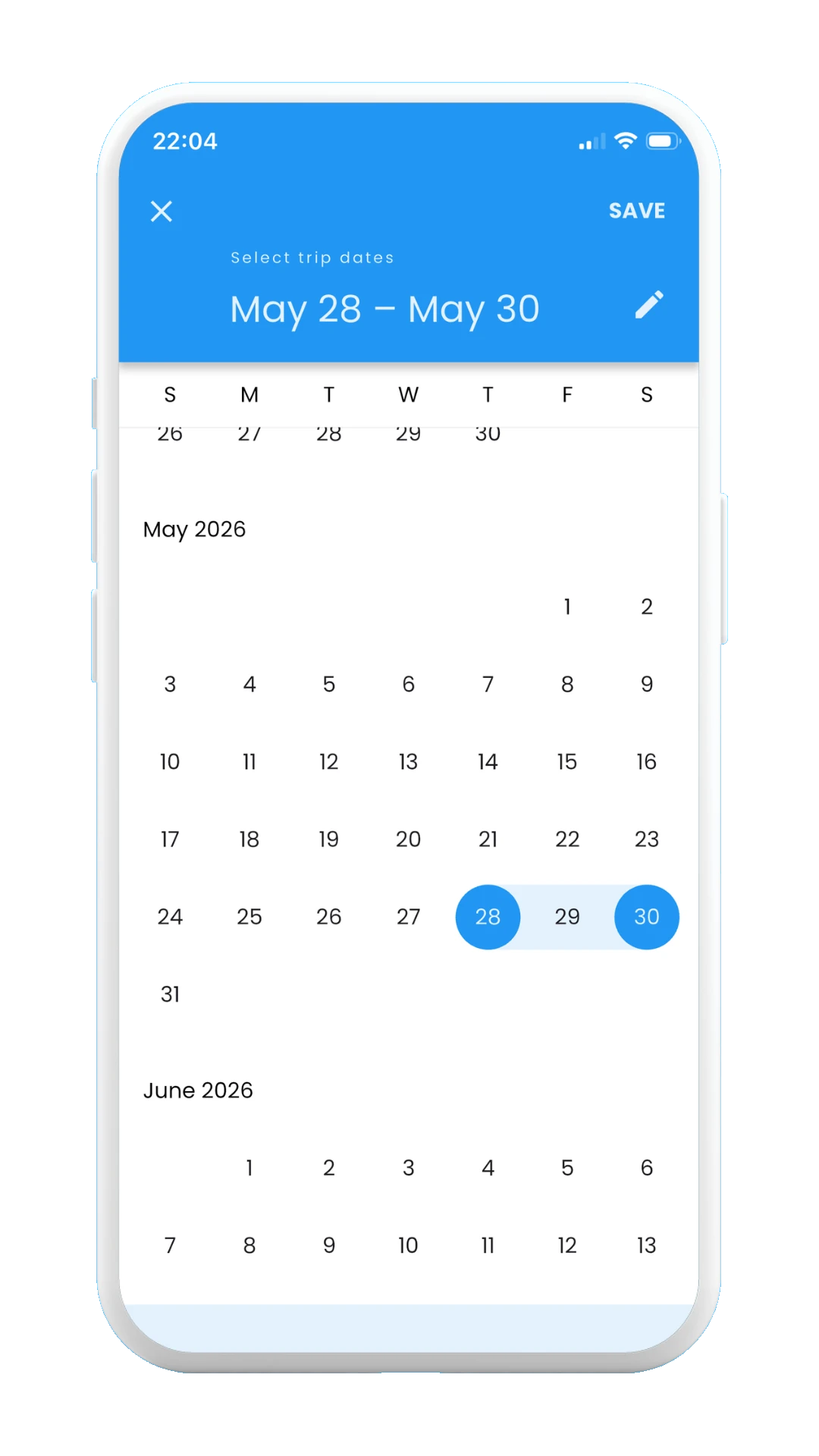 Meily Trips: Create New Trip: Choose Trip Dates