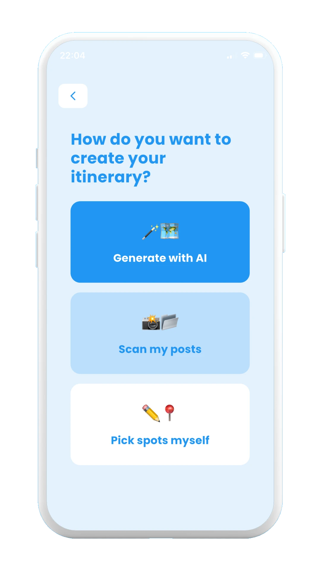 Create Trips with AI: Choose Generation Option
