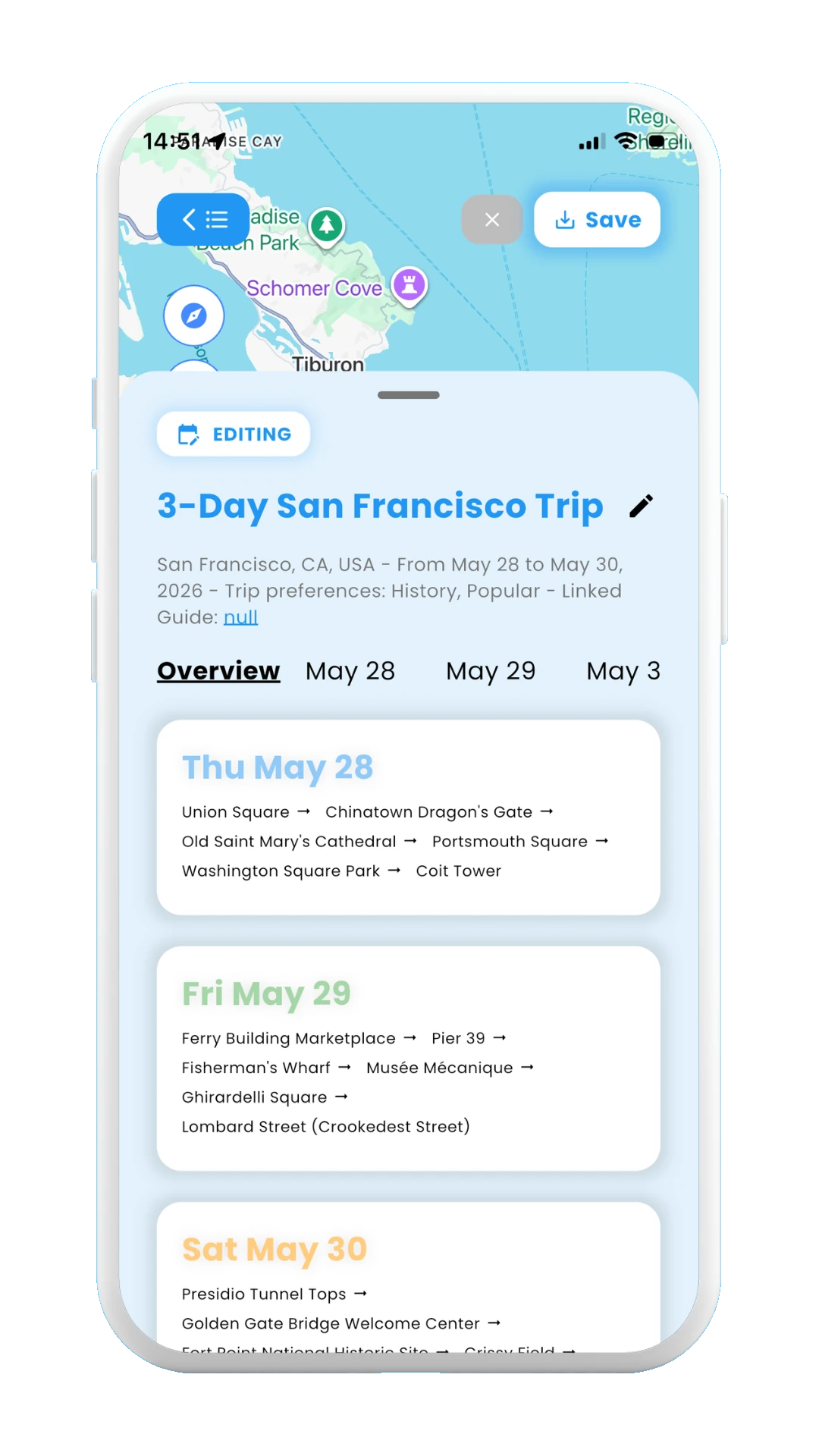 Meily Trips: How to Use Trip Itineraries: Edit Mode