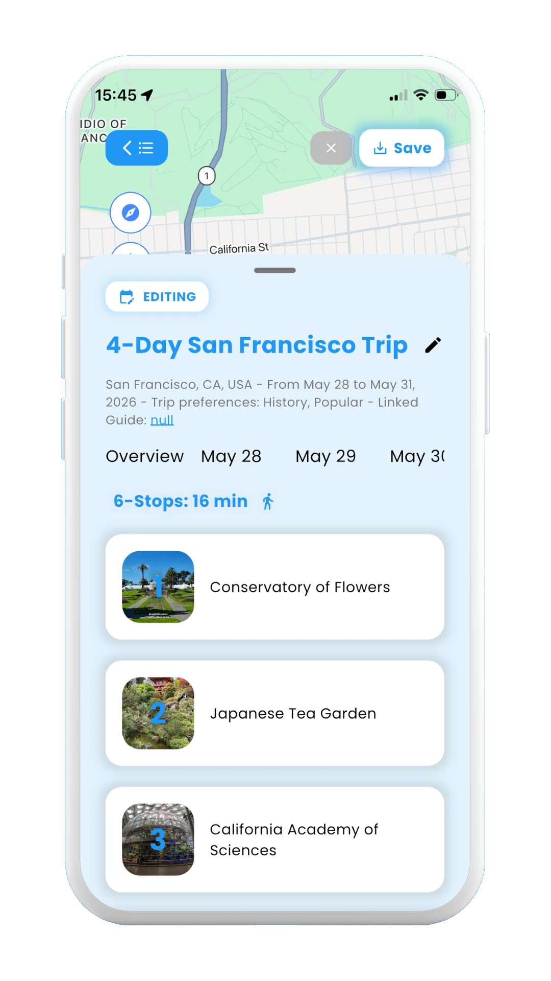 Meily Trips: How to Add a new day with AI: New day stops