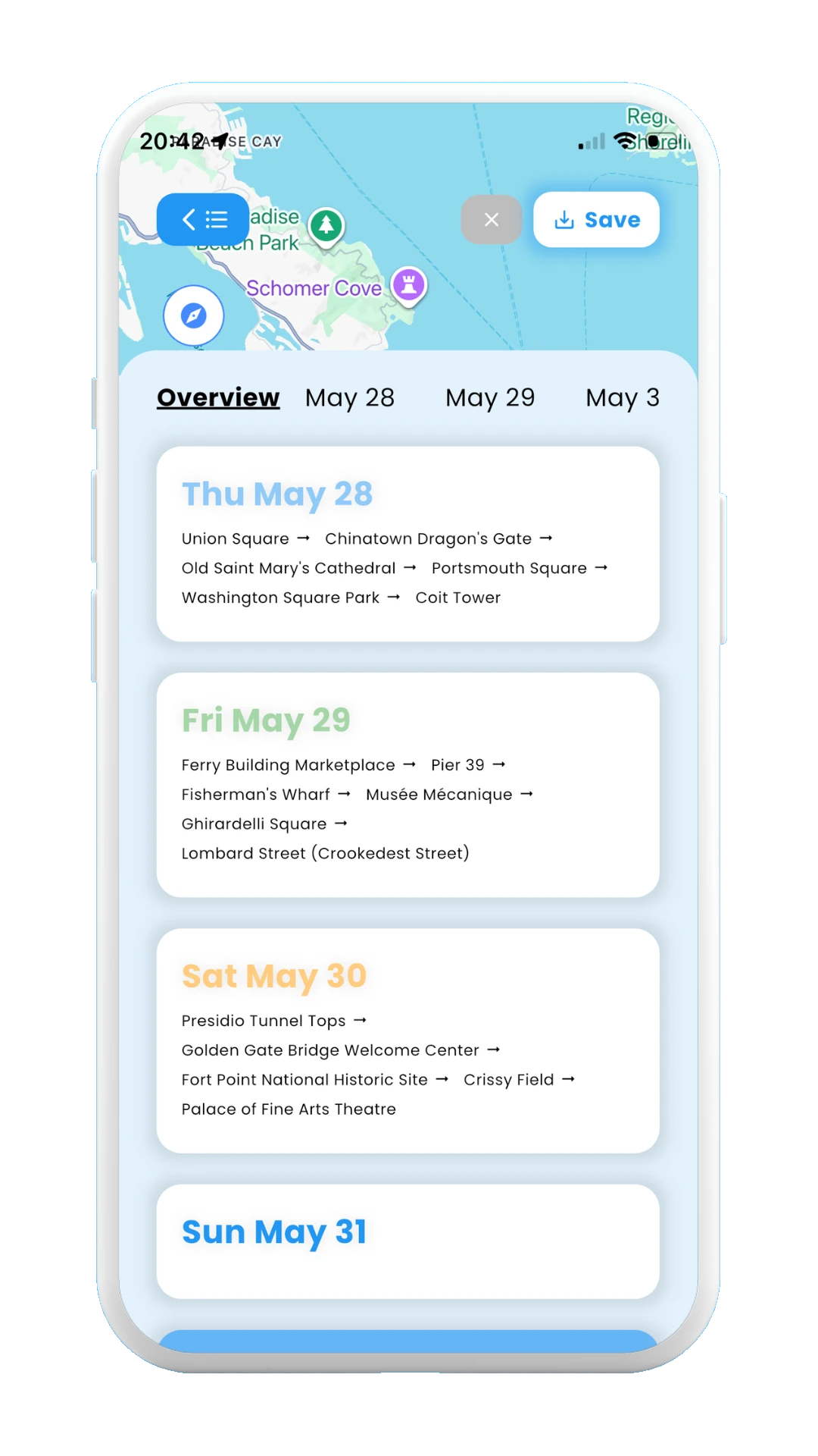 Meily Trips: How to Add an empty day: Empty day overview