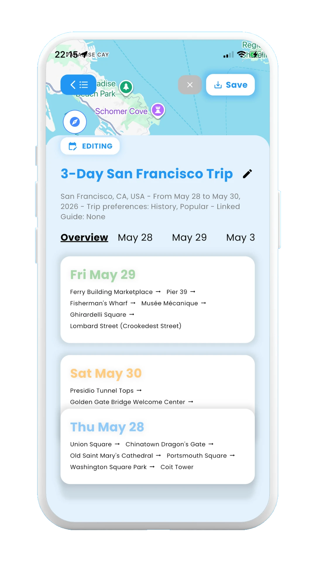Meily Trips: How to reorder days: moving day
