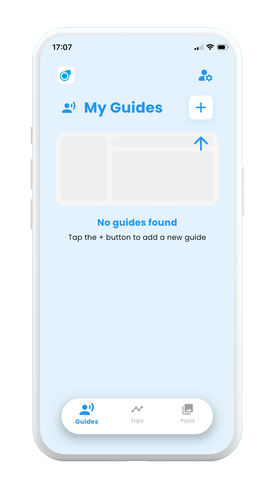 Meily Trips: Create New Guide: Tap on +