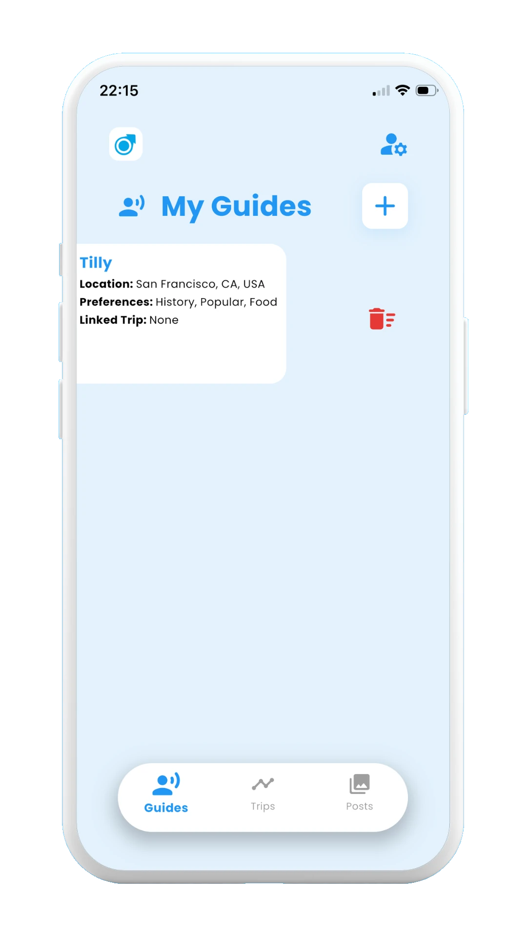 Meily Trips: How to delete a guide: swipe to the left